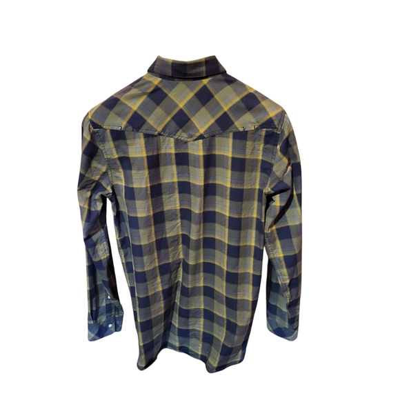 5.11 Tactical Shirt Mens Small Blue Yellow Plaid Pearl Snap Utility Workwear - Picture 2 of 5